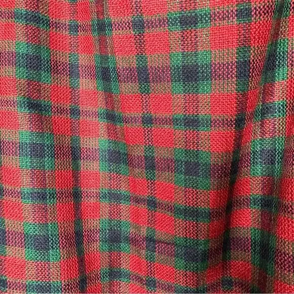 Stylish Red & Green Plaid Open Cardigan Vest - Picture 9 of 9